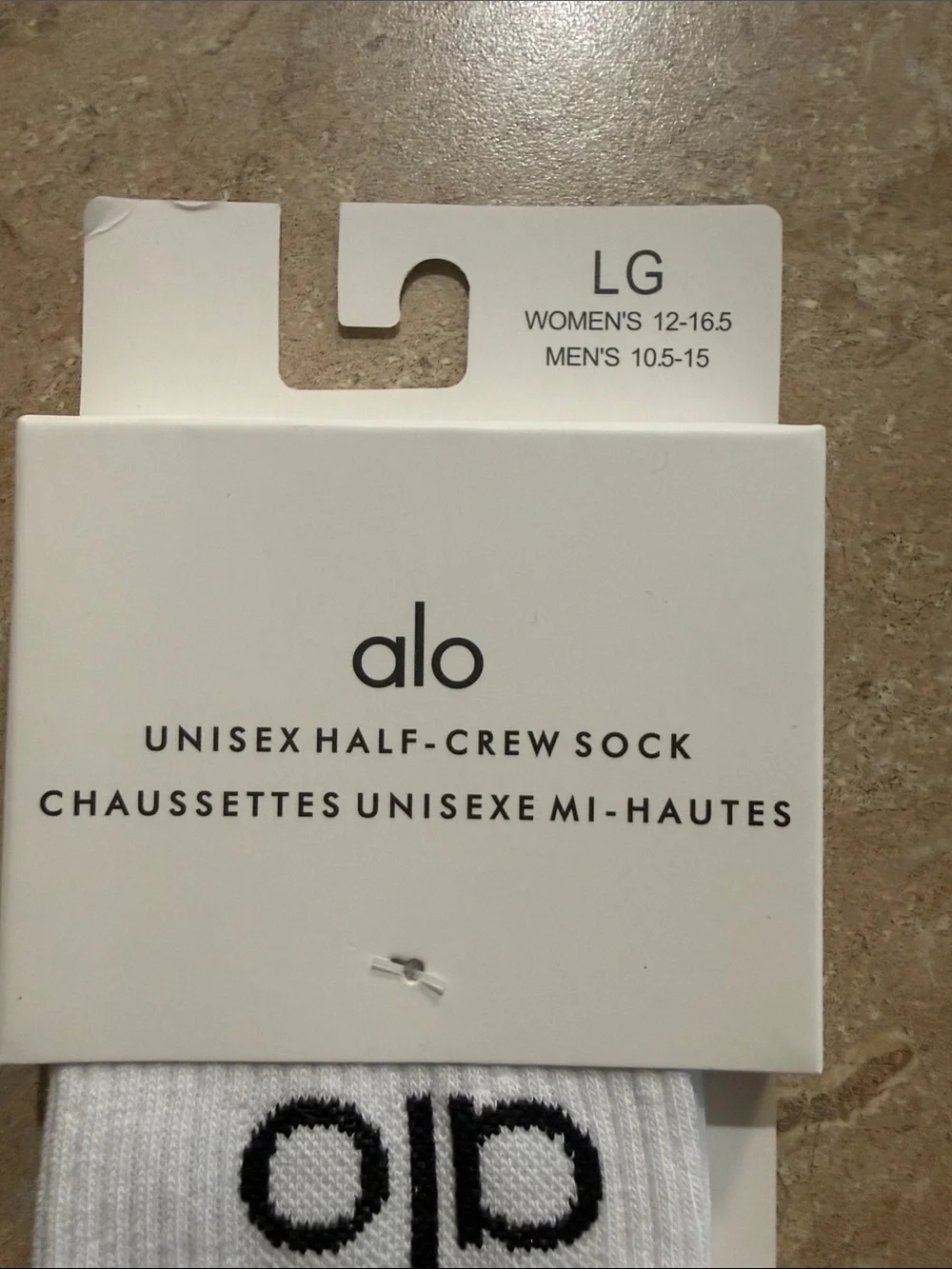 alo White Athletic Half-Crew Socks with Black Stripes